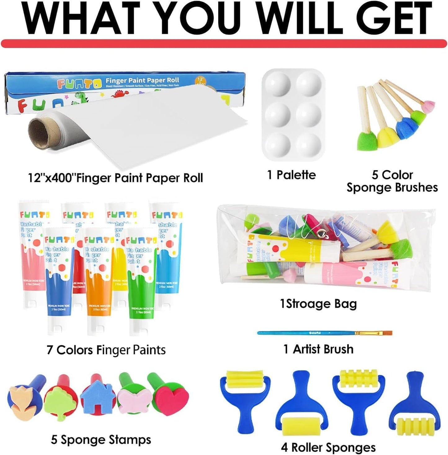 Washable Finger Paint Art Set for Toddlers – 25 Pieces