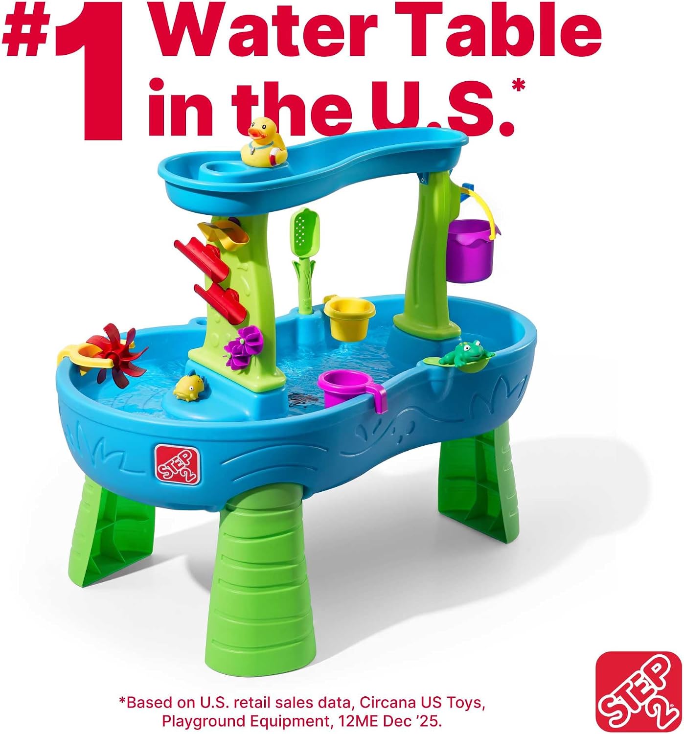 Step2 Rain Showers Splash Pond Water Table, Kids Water and Sand Activity Sensory Playset