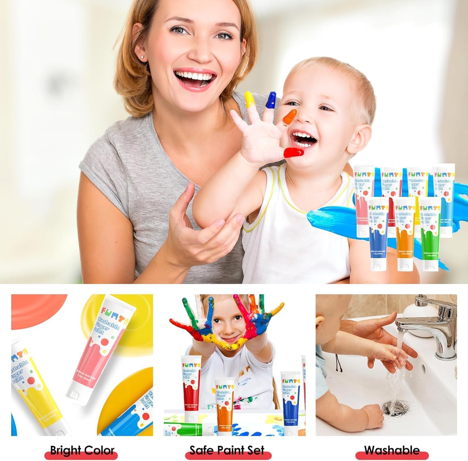 Washable Finger Paint Art Set for Toddlers – 25 Pieces