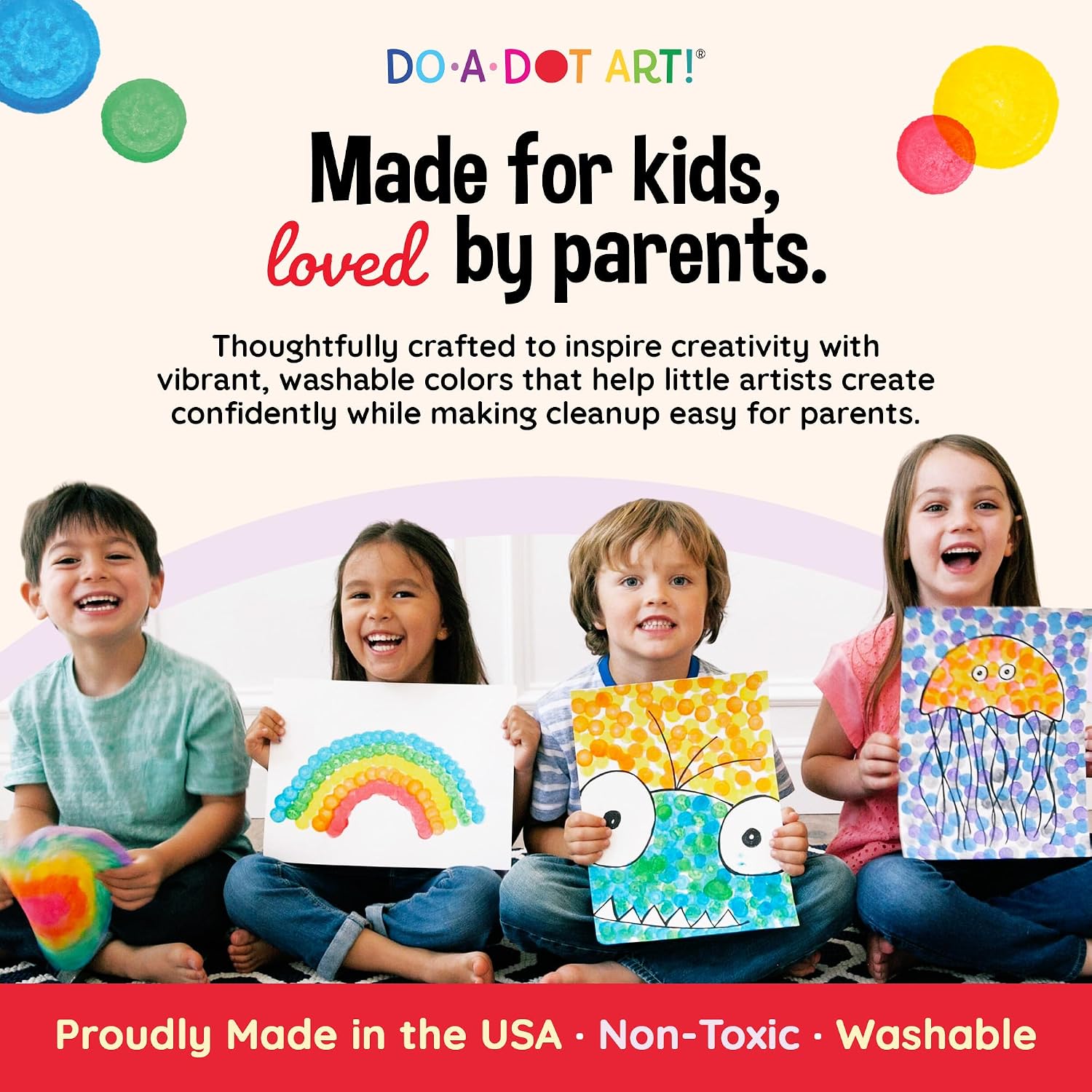 Washable Rainbow Dot Markers for Kids – 6 Color Art Set