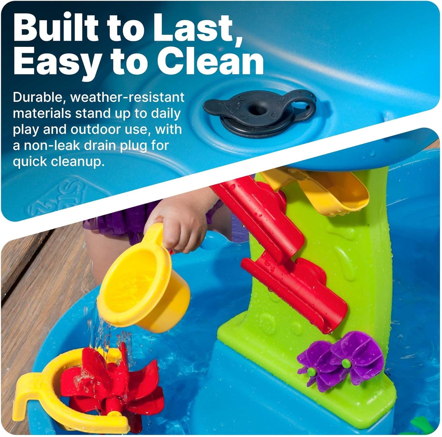 Step2 Rain Showers Splash Pond Water Table, Kids Water and Sand Activity Sensory Playset