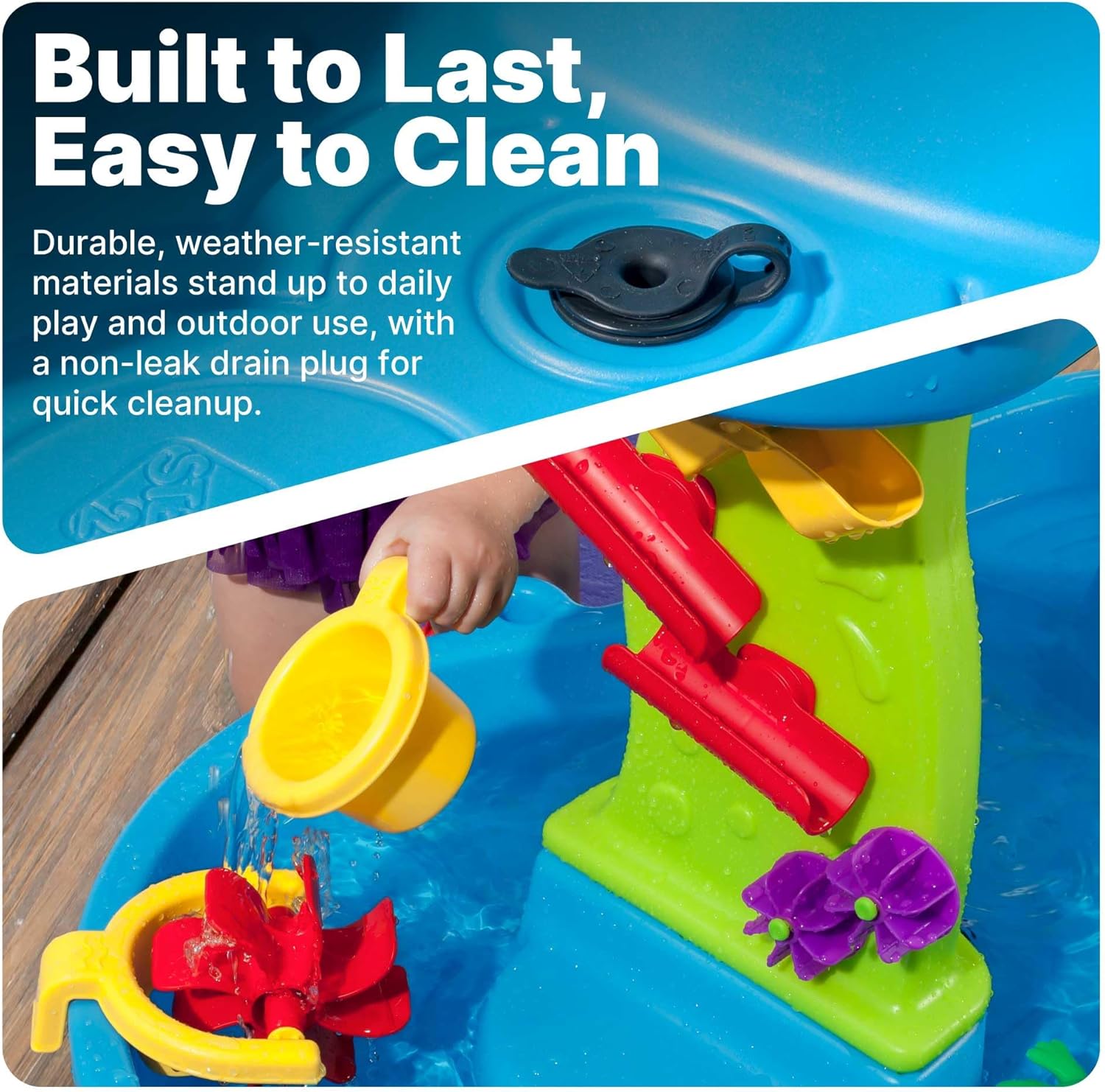 Step2 Rain Showers Splash Pond Water Table, Kids Water and Sand Activity Sensory Playset