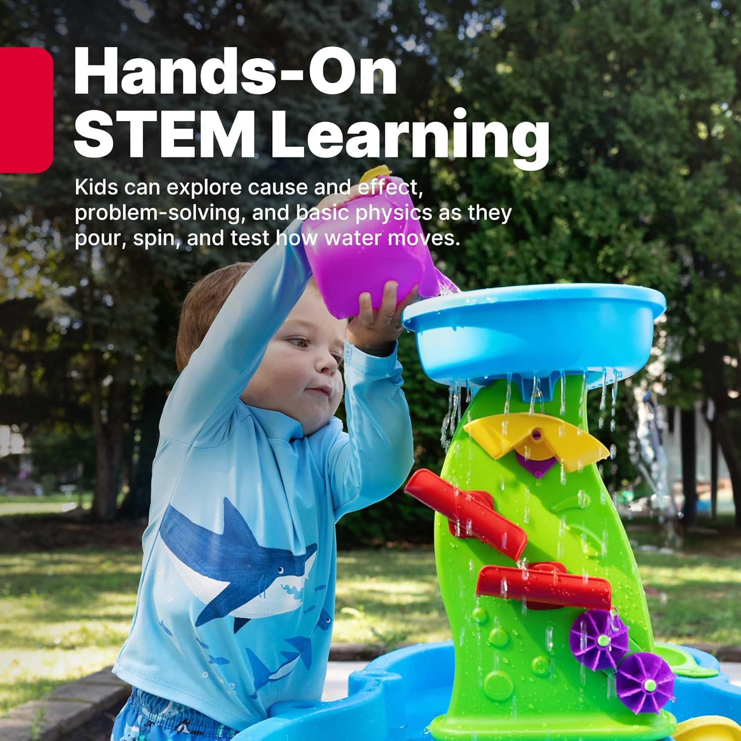 Step2 Rain Showers Splash Pond Water Table, Kids Water and Sand Activity Sensory Playset