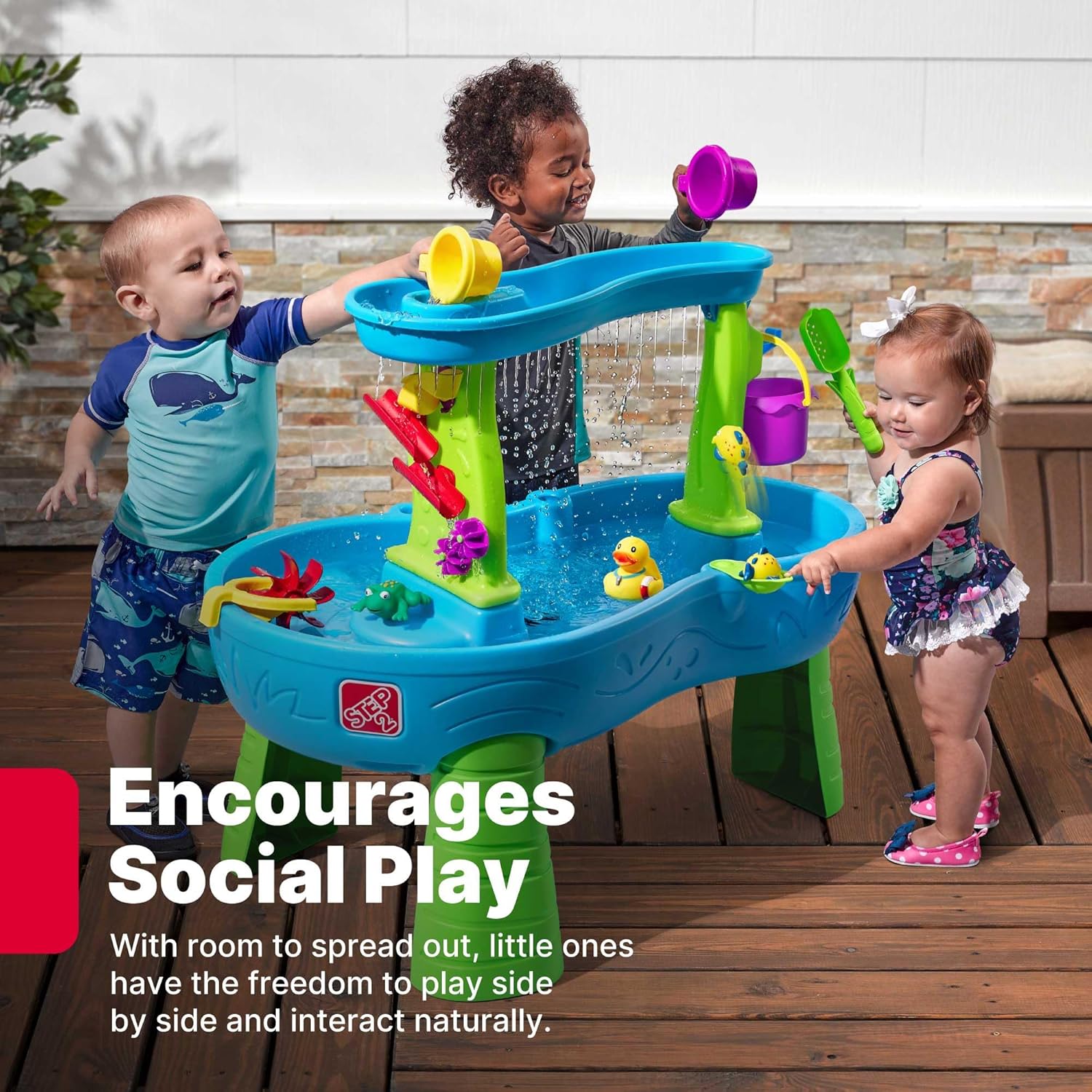 Step2 Rain Showers Splash Pond Water Table, Kids Water and Sand Activity Sensory Playset