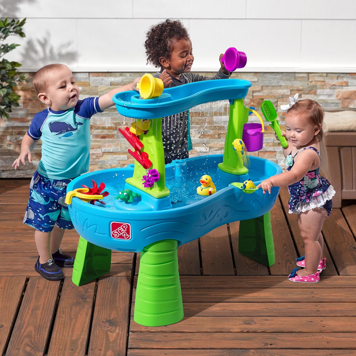 Step2 Rain Showers Splash Pond Water Table, Kids Water and Sand Activity Sensory Playset